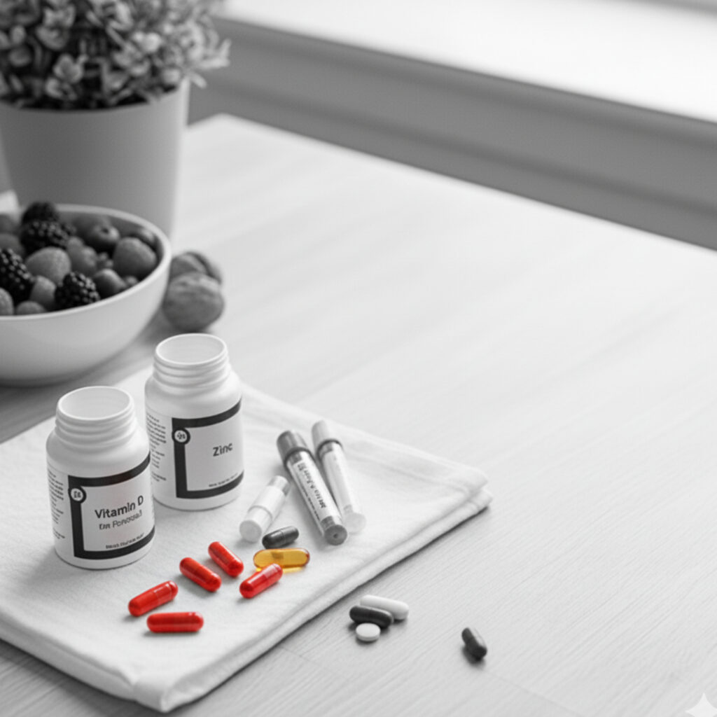 Vitamins for hair health.