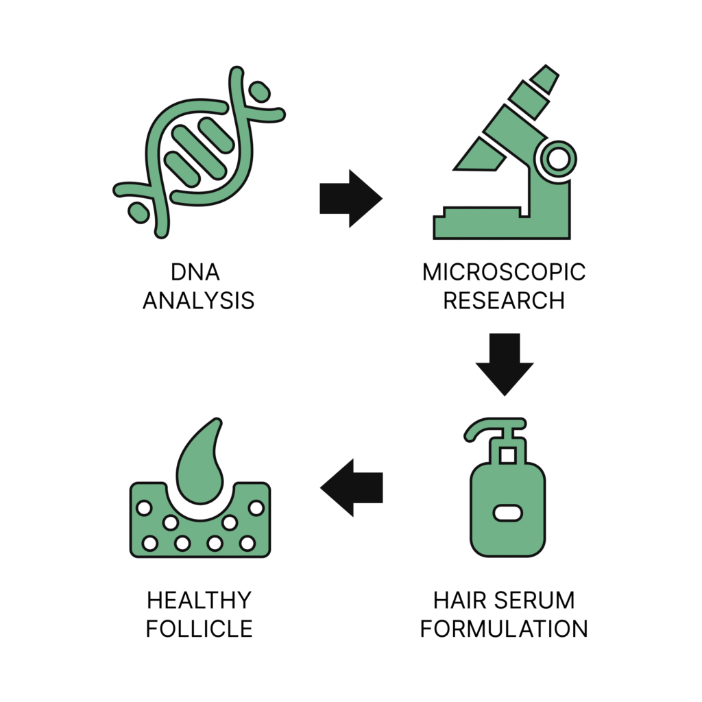  Infographic of the DNA to healthy hair process.
