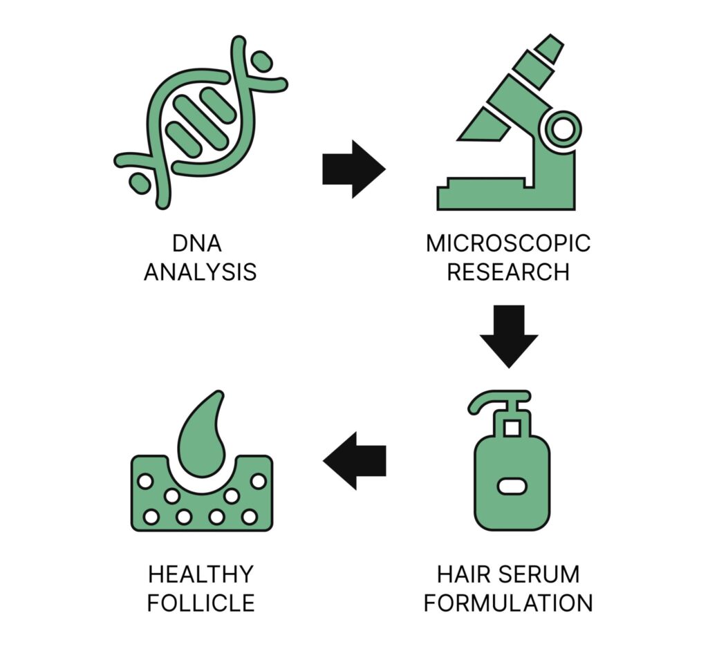Infographic of the DNA to healthy hair process